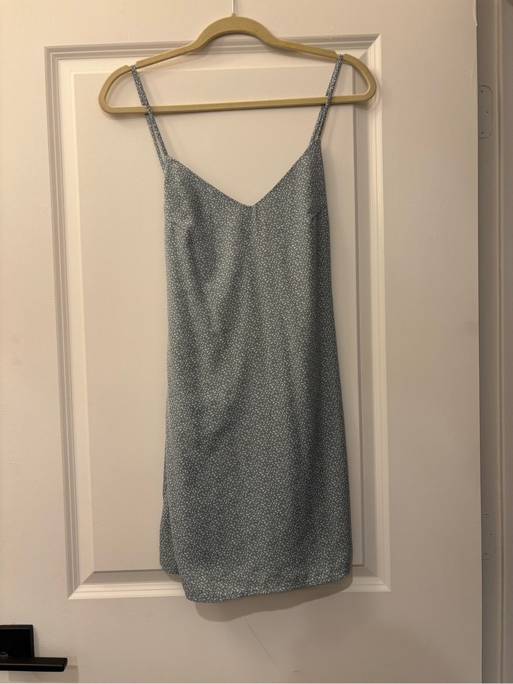 Light Blue Floral Satin Slip Dress - Women - HM